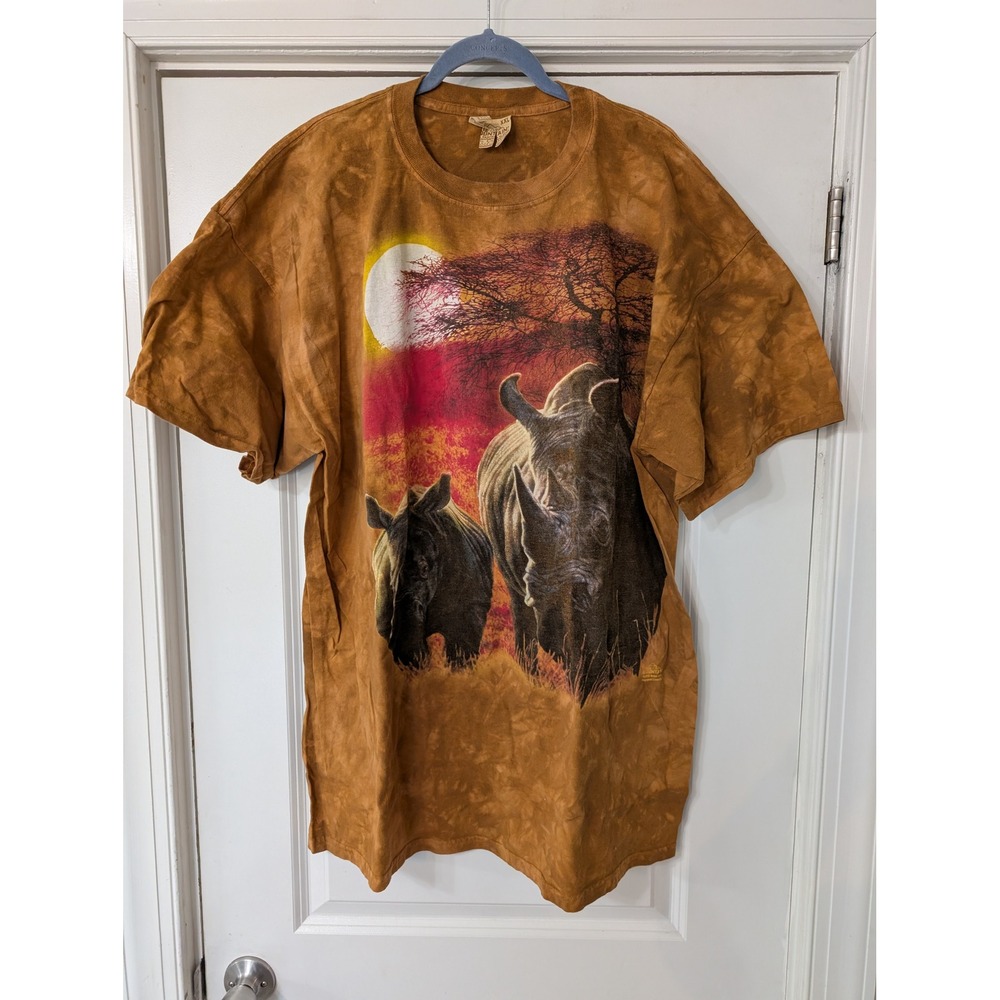 The Mountain Rhino T-Shirt Adult XXL Brown Tie‎ Dye USA Graphic Tee Men